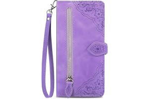 NEXCURIO Étui à Rabat Coque Folio pour Samsung Galaxy A40 / A405 Housse de Protection Flip Cover Case en Cuir PU Portefeuille avec Cordon et Porte Cartes Femme Fleur - Violet