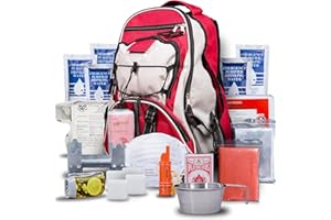 BLUE COOLERS Blue Seventy-Two - Pro Series - Kit de supervivencia de mochila de emergencia roja de lujo de 72 horas para 1 persona | Kit de supervivencia para emergencias (incluye tabletas de agua)