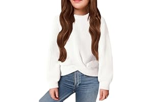 Arshiner Niñas Jersey Moda Suéter Niños Cálido Cuello Redondo Manga Larga Otoño Invierno Ocio Suéter para Niñas 5-13 Años