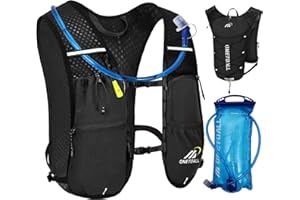 ONETOALL Chaleco Running Hombre Mujer, Ligero Mochila Hidratacion Trail Running, Mochila Running, Chaleco para Correr con Bolsa Agua 2L o Botella 500ml, Silbato y Reflectante para Correr Senderismo