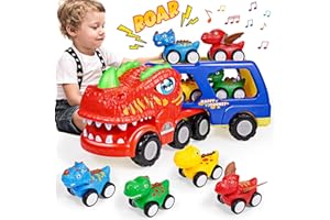 EUTOYZ Toys for 2 3 Year Old Boys, Toy Cars Construction Toys for 1-6 Year Old Boys Toys Age 1-6 Birthday Xmas Gifts (Dinosaur Truck)