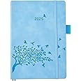 2025 Diary A5 Page a Day with Time, Daily Planner Diary with Monthly Tabs, Pen Holder, 2 Bookmark, Pocket, Extra Notes UK Holiday, Elastic Closure, Hardcover Diary 2025 Day per Page Jan.25 - Dec.25