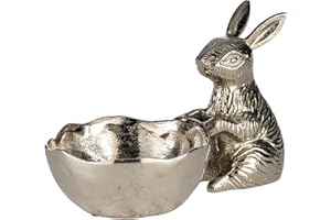 ‎EGLO LIVING EGLO LIVING Dekoschale Ostern Ambalava, Deko Schale mit Osterhase, Elegante Osterschale zum Dekorieren, Osterdeko aus Aluminium in Silber, 25 x 16 cm