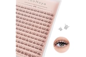 YOONOYA Pestañas Postizas Naturales 144Pcs 10mm Pestañas Postizas Individuales Banda Fina Extensiones de Pestañas DIY Lashes Finas y suaves de Aspecto Cluster Lashes (QF-10mm)