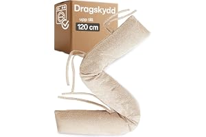 Praknu Dragstopp för dörrar & fönster 120 cm Beige – Dragskydd under dörren | Håller kylan ute & minskar värmeförlust, extra lång & tung, tvättbart tyg, också balkongdörr, ögla, fönsterbräda, 3 band