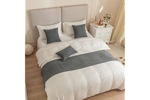 GUEST RUYUNLAI Ruyunlai Luxury Hotel Grade Bed Runner King Size in Gray With 2 Pillowcases (45x45cm)