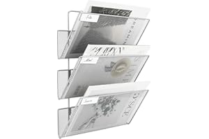 ‎EASYPAG EasyPAG 3 Fächer Strapazierfähig Metall A4 Zeitschriftenhalter Wand Zeitschriften Wandhalter Aktenablage Dokumentenhalter Hängend Magazin Organizer Flyerhalter Prospektspender,Silber