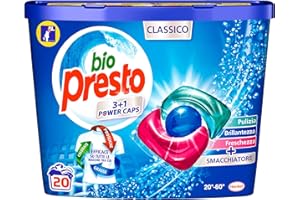 Bio Presto Bio Presto Power Caps Classique, Lessive Laveuse Prédosée en Capsules, Pack de 20 Lavages - 240 g