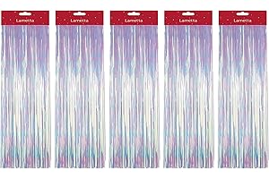 SRVERTEX Paquete de 5 lametta para colgar de Navidad, lametta para colgar en la pared, decoración de pared de lametta para decoración de fiesta, tamaño de oropel, 50 cm (lameta holográfica blanca)