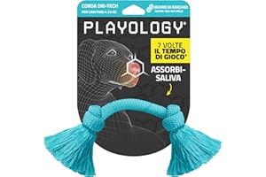 Playology Corda masticabile Dry-Tech per cani di taglia media (7-16 kg) | Gioco con aroma 100% naturale di burro di arachidi, per masticazioni aggressive | Facile da pulire | Interattivo e atossico