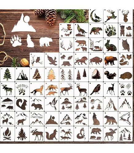 Rolin Roly Lot De 16 Pochoirs Animaux Marins Réutilisables - Pochoirs Peinture Tortue Sirène Crabe Pour DIY Artisanat, Mur, Sol, Décoration