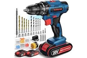 FAHEFANA Taladro Atornillador Batería, 20V Destornillador Electrico con 87 Accesorios y 2 Baterías, 42Nm Máx taladro bateria, 25+1 Ajuste de par, 2 Velocidades, Portabrocas 10 mm, para casa y DIY