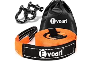 EVOARL Abschleppseil 8T Bruchfestigkeit, Abschleppgurt Bausätze mit 2 Verstärkten Schäkel und Aufbewahrungstasche, Bergegurt für Auto, PKW Abschleppen - 5M x 5cm
