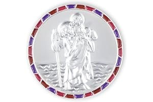 FRITZ COX Christophorus Autoplakette Ø 3 cm – Schutzpatron der Reisenden – Geschenk zur Führerscheinprüfung & fürs Neue Auto – Metallplakette mit Magnet & Klebepunkt – inkl. Geschenkkarte