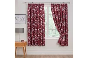 DREAMS & DRAPES Dreams And Drapes Design - Sweet Pea - Pair of Pencil Pleat Curtains With Tie-Backs - 66" Width x 72" Drop (168 x 183cm) Bed Size in Plum