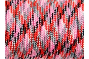 Alsino Paracorde de 5/10/15 ou 30 m Poids supporté : 249 kg Plusieurs couleurs, Nylon, Farbe wählen:PC-046 rosa rot schwarz, 10 mètres