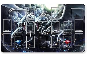 Four Leaves Tapis de jeu de cartes à collectionner TCG + sac étanche gratuit, tapis de table dragon blanc aux yeux bleus, 60 x 35 cm, adulte, avec sac étanche