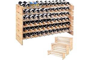 RELAX4LIFE Casier à Bouteilles Modulable pour 72 Bouteilles, Range Bouteille Vin à 6 Niveaux en Bois Massif, Étagère à Vin pour Bar Cave, 119X29X71,5CM