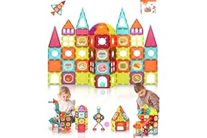Beeyouk Costruzioni Magnetiche per bambini 120 Pezzi,Giochi Montessori Magneti Bambini,Giocattoli Calamite Bambini 3 anni,Blocchi Magnetici per Bambini 4 5 6 7 8 9 anni Compleanno Natale Regalo