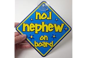 JUST THE OCCASION Non personalised FUNKY NO.1 NEPHEW novelty baby on board car window sign.