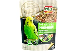 Riga - Menú Premium para Periquitos - Mezcla de Semillas, Cereales y Proteínas Vegetales - Concepto Tri-Nutricional - Ayuda al Funcionamiento Intestinal Óptimo - 1 kg