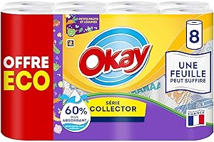 Essuie-Tout OKAY COLLECTOR x8 rouleaux Offre Economique