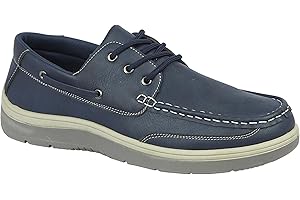 CHARLES SOUTHWELL Men's Wide Fit Faux Leather Touch & Close Slip On Or Lace Up Casual Lightweight Comfort Boat Deck Shoes