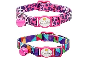 DAIHAQIKO 2 Stücke Breakaway Katze Halsbänder Kätzchen Halsband mit Glocke niedliche Katze Halsband personalisiert mit verschiedenen Mustern für Mädchen Katzen Junge Katzen