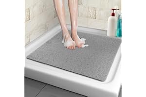 MACUNIN Duschmatte rutschfest 60x60 cm, Weich Komfort Sicherheits Badewannenmatte mit Ablauflöchern, PVC-Luffa Massage Duschmatten für Nassbereiche, Schnell trocknend (Grau, 60 x 60 cm)