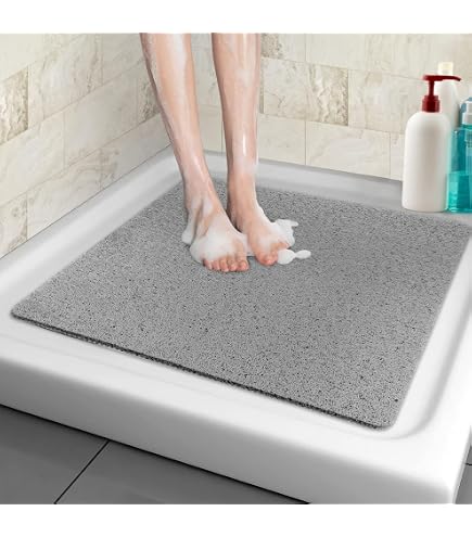 Tapis Antidérapant Pour Douche Angle 70x70cm Avec Trou Drainage - PVC Anti-Moisissure