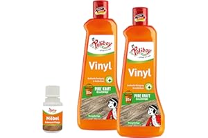 ‎POLIBOY ... PFLEGT WIE NEU POLIBOY Vinyl Reiniger - Bodenreiniger für Vinylboden & Designboden - Wischpflege als Reinigungskonzentrat mit pflegendem Jojobaöl - 2x 500 ml - inkl. Produktprobe - Made in Germany