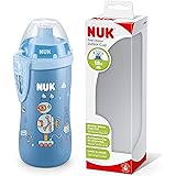 Kubek dla niemowlaka NUK Junior Cup | 18m+ | 300 ml | Szczelny i miękki dzióbek typu push-pull | Klips i ochronna przykrywka 