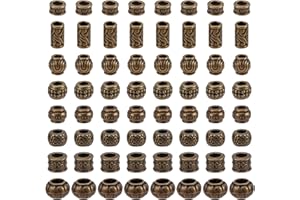 NBEADS Perline Europee in Lega da 80 pz 8 Stili, Perline Distanziatrici in Bronzo Tibetano Antico Charm con Catene A Foro Grande Perline per La Creazione di Gioielli Fai da Te, Foro: 5.5 mm