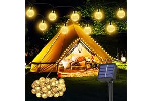Realky Solar Lights Outdoor Garden, 8.1M/26.6Ft 30LED Solar Ball Lights, IP65 Waterproof Crystal Globe String Lights, 8 Modes Fairy Lights for Garden, Wedding, Party(Warm White+New Memory Function)