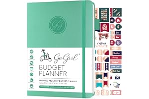 GoGirl Planificateur de Budget - Planificateur Financier Mensuel Agenda Livre de Budget. Journal de Suivi des Dépenses pour Contrôler votre Argent. Non Daté - 14.5x21cm, Durée de Vie 1 An - Emeraude
