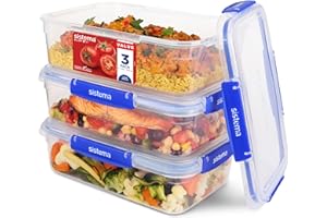 Sistema KLIP IT PLUS Récipients de conservation alimentaire | 2,2 litres | Boîtes alimentaires étanches, empilables et hermétiques | lunch box enfant | 3 pièces
