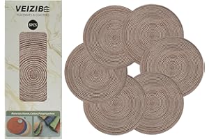VEIZIBEE Manteles Individuales Redondos Trenzados 30cm También como Posavasos para café, Placemats Trenzados Lavables，Material Natural， para Mesa de Comedor、Bar、Sala、Fiesta cumpleaños (Café)