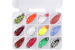 FT-SHOP Kit Esca Artificiale Trota Cucchiaino in Metallo Pesca Spinning Multicolore 12 Pezzi