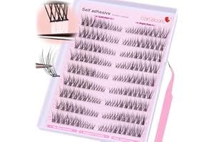 Wispy Self Adhesive Eyelashes Natural Self Adhesive Cluster Lashes Press On Individual Eyelashes Pre Glued Eyelash Clusters Cat Eye Lashes Cluster Eyelash Extensions with Lash Tweezers by CORUSCATE
