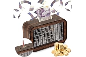 Giftota Money Box for Kids Adults, Money Saving Tin 2000 Pound, Piggy Banks for Children, Cash Box with Counter for Coin Banknote, Reusable Acrylic and Wooden Money Jar, Personalised Gifts