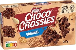 ‎NESTLÉ Nestlé CHOCO CROSSIES Original, krosse Flakes und knackige Mandeln, umhüllt von zartschmelzender Milchschokolade, 1er Pack (1 x 2 à 75g)