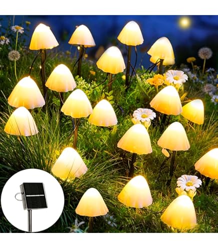 Dekofun Luci solari da giardino, 20 luci a LED, a forma di fungo, impermeabili, per esterni, per giardino, per sentieri, patio, cortile, cortile, cortile, matrimonio, feste (bianco caldo