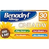 Benadryl Allergy One a Day 10 mg Tablets - Effective and Long Lasting Relief from Hay Fever, Pet, Skin and Dust Allergies - 3