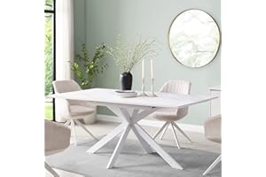 Cherry Tree Furniture Varden Ceramic Extending Dining Table (White, 8-10 Seater)