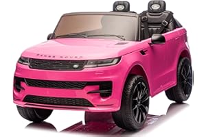 MONDIAL TOYS Land Rover Range Rover Sport 24V Maxi SUV Elettrico per Bambini 2 Posti - Macchina con Telecomando Sedili in Pelle Due Cinture a 3 Punti Luci LED Bluetooth Carico Massimo 60 Kg (Rosa)