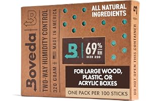 Boveda för cigarrer/tobak | 69% RH 2-vägs luftfuktighetskontroll | Storlek 320 för användning upp till 100 cigarrer