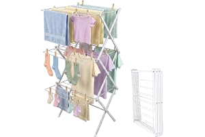 Relaxdays hopfällbar torkställning, 27 stänger, vit | H x B x D: 115 x 53,5 x 52 cm, metall, platsbesparande tornstativ