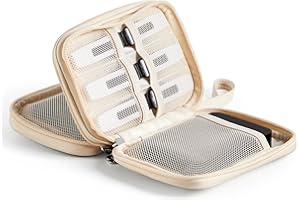 Linpr Double-Layer External Hard Drive Case, Travel Cable Organiser Bag for Power Bank, USB Drive, Cables, Electronics Accessories Carry Travel Organizer Pouch for Hard Disk (White, Double Layer)