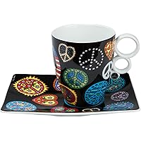 Goebel 26100164 James Rizzi Künstlerbecher mit Untertasse - Love and Peace