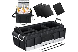 oasser Organizer per Bagagliaio Auto Waterproo essuto Oxford Organizer per Bbaule Pieghevole Multiscomparto Antiscivolo con Base Robusta Borsa per Bagagliaio (XXL)